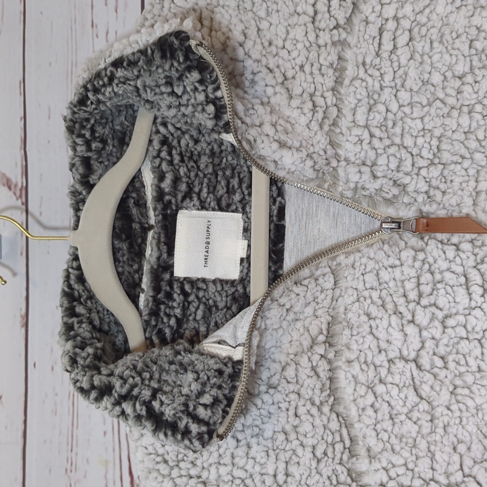 Thread and Supply Wubby Fleece Quarter Zip Soft Fuzzy Faux Fur Cozy Pullover Lar - Picture 11 of 16